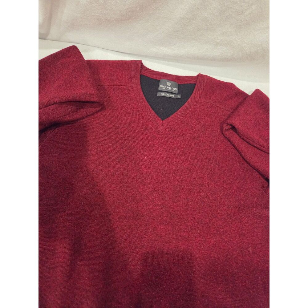 Mack Weldon Tech Cashmere V Neck Sweater Burgundy Men's Large